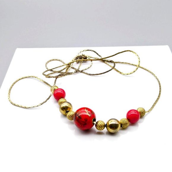 Vintage Slide Bead Necklace with Lovely Cloisonne Floral Focal Bead on Delicate - Picture 2 of 4